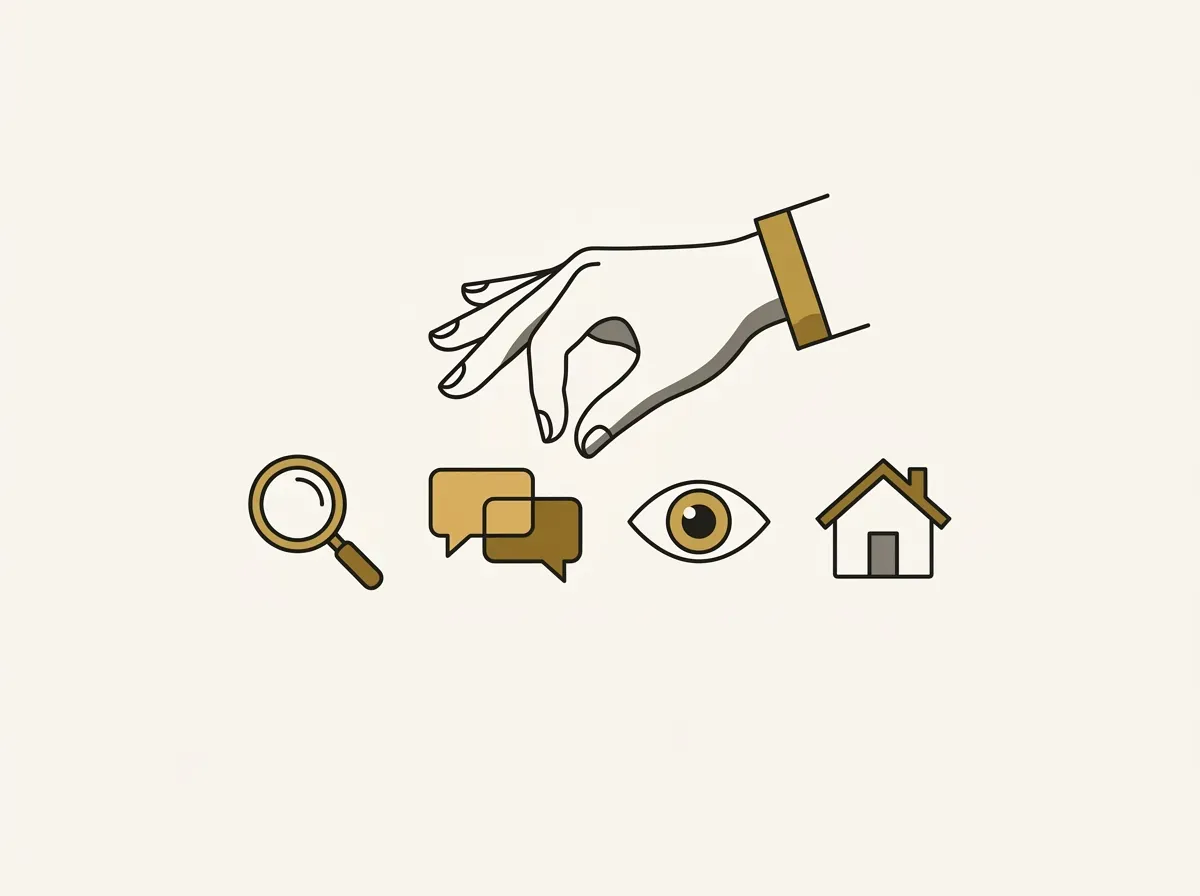 A hand choosing from icons that represent different research methods like usability testing and interviews.