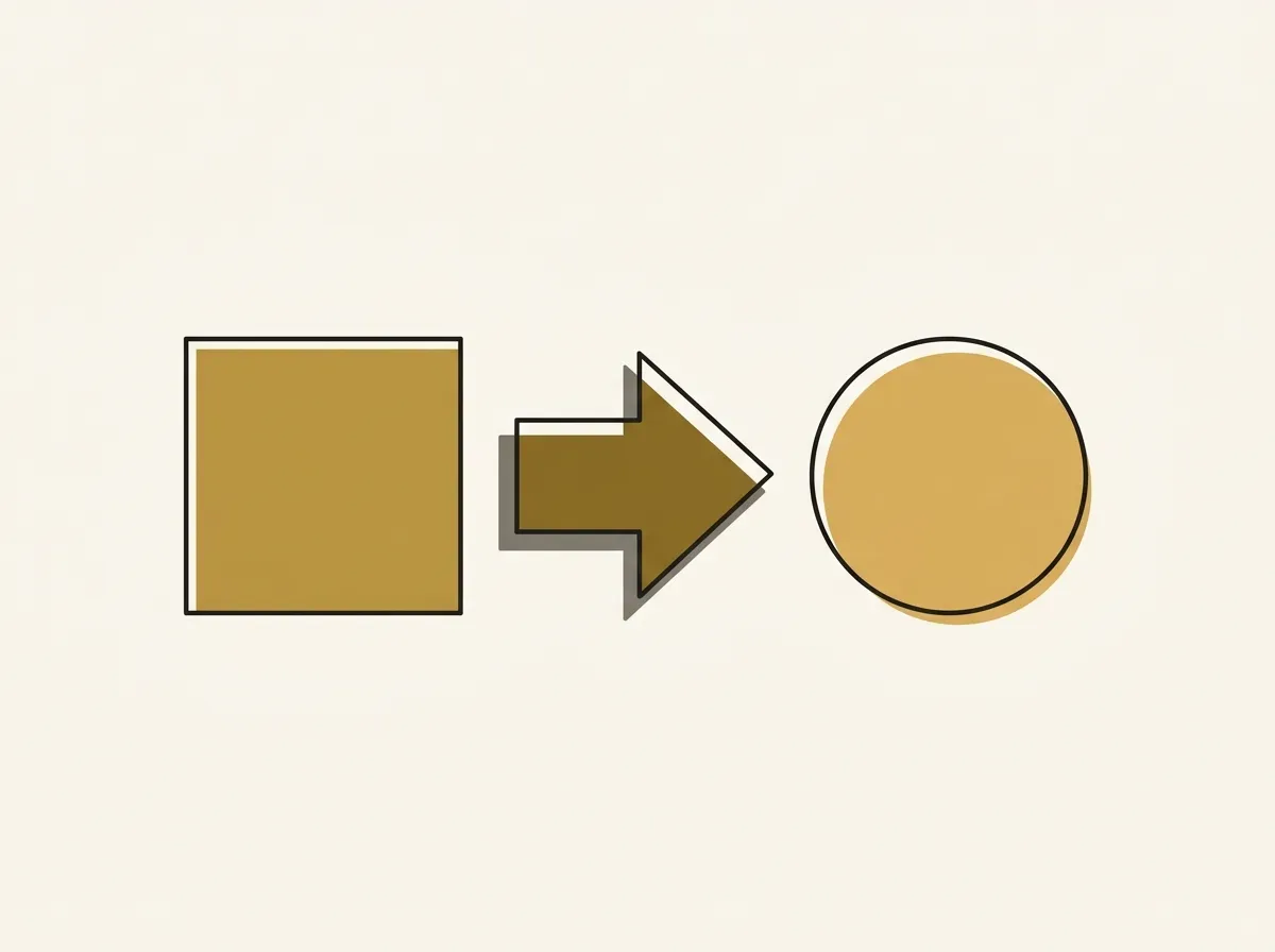 An arrow points to a circle, choosing it over an adjacent square, representing a paired comparison test.