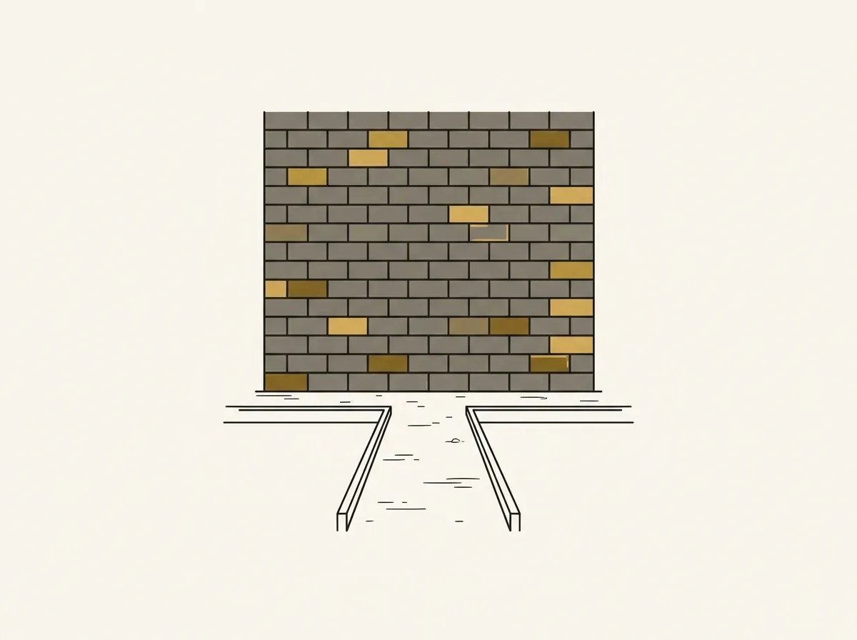 An illustration of a path leading to a dead end at a brick wall, symbolizing an ineffective process.