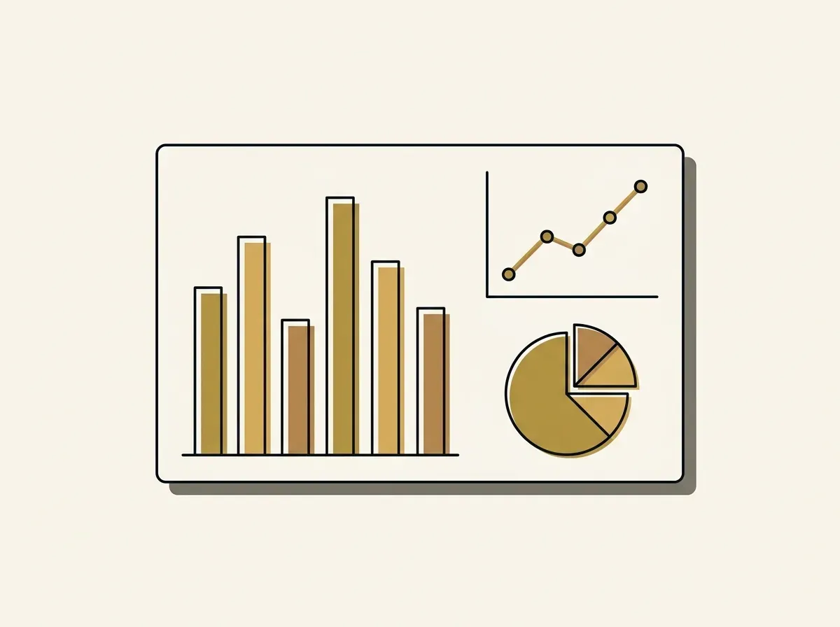 An illustration of several abstract charts and graphs, representing quantitative data from unmoderated user testing.