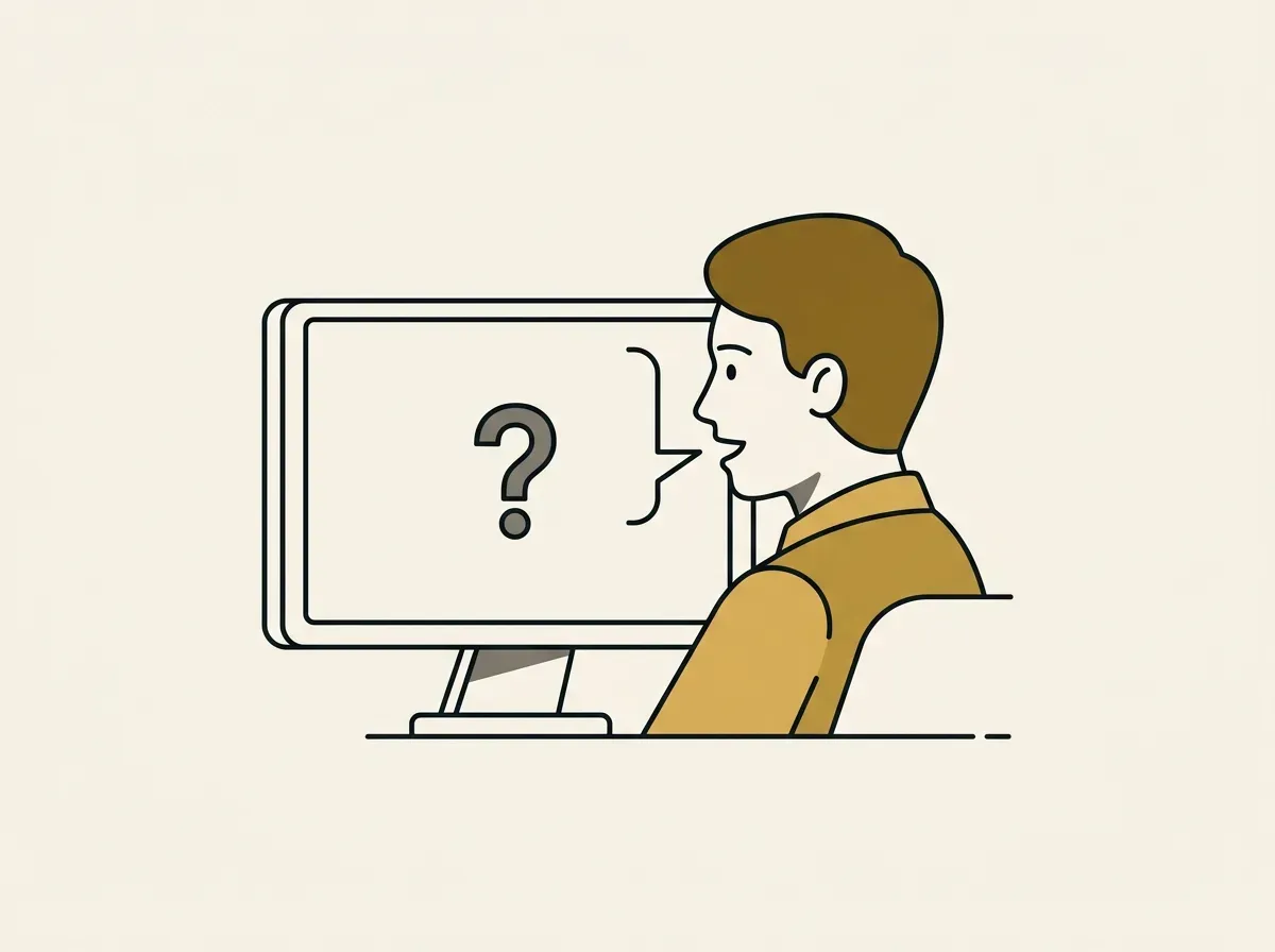 Illustration of a person recording a video response to a static question on a screen.