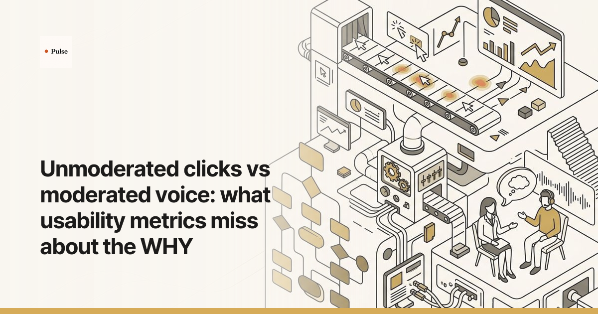 Unmoderated clicks vs moderated voice: what usability metrics miss about the WHY